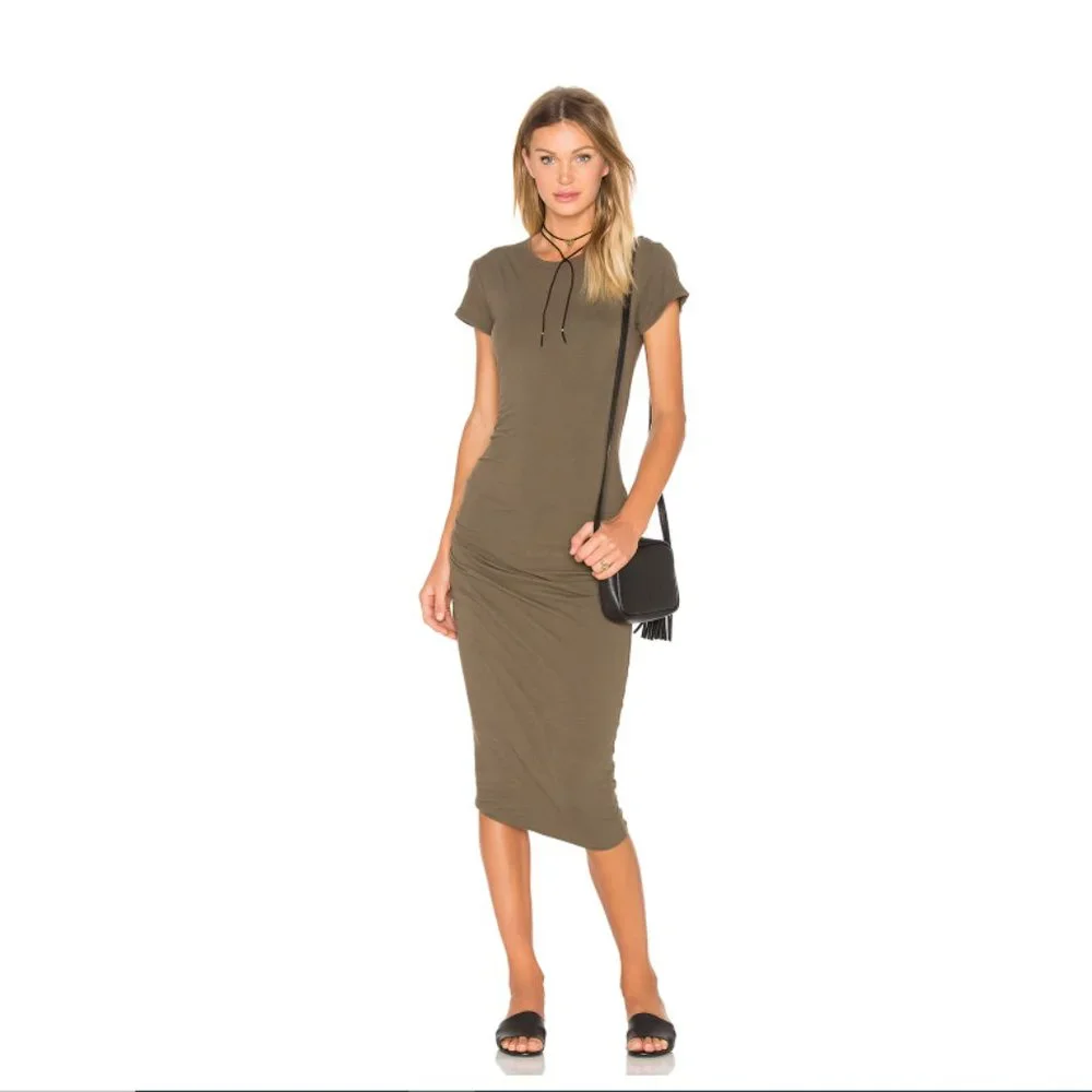James Perse Classic Skinny Dress - Army Green - Size 2 (S/M) - Picture 3 of 15